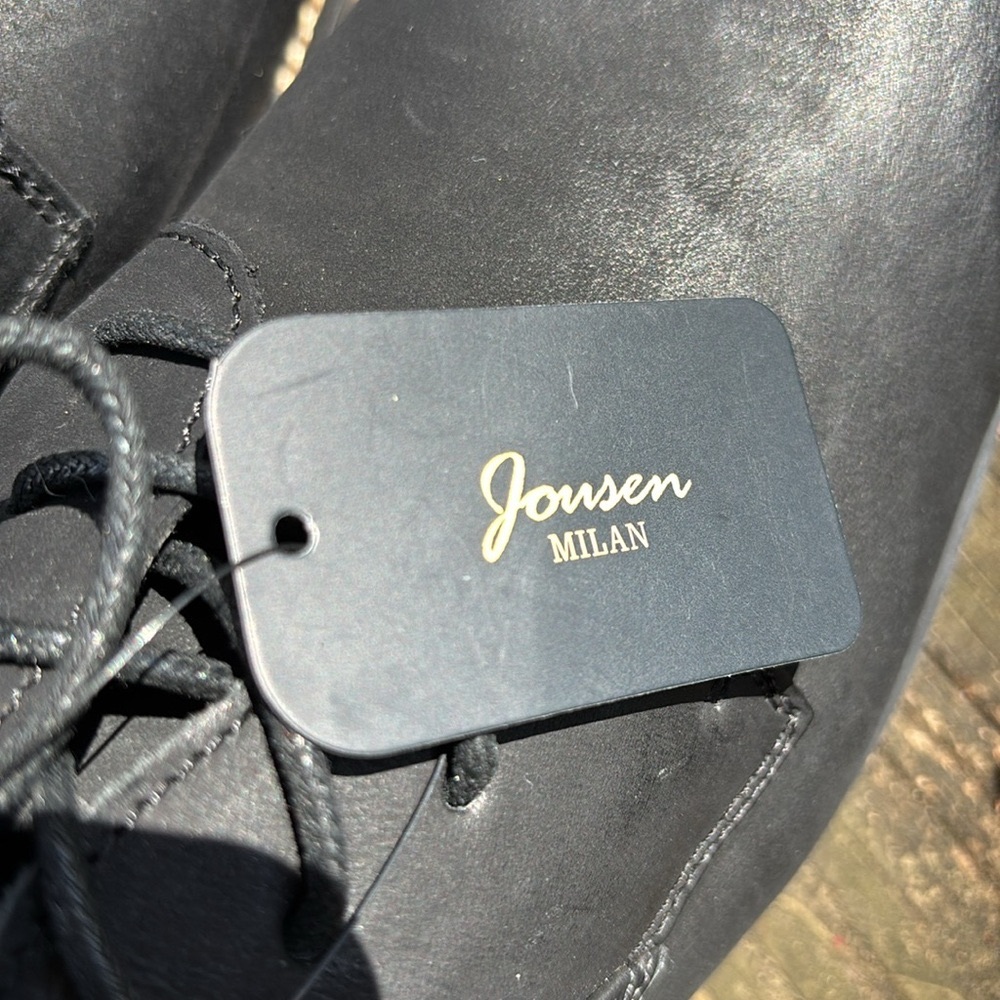 NEW W/ TAGS JONSEN MILAN BLACK LEATHER 9.5 - Picture 4 of 10